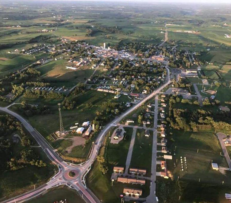 Learn about the Village of Cashton. Image shows aerial view of the village.