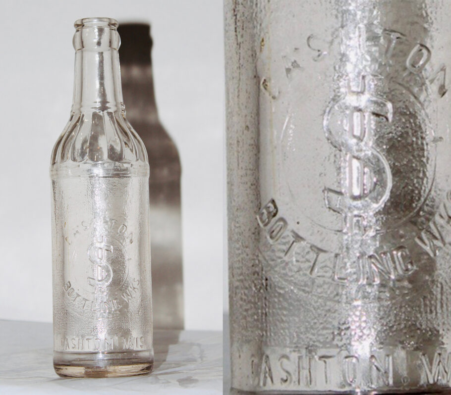 Close up of old glass bottle.