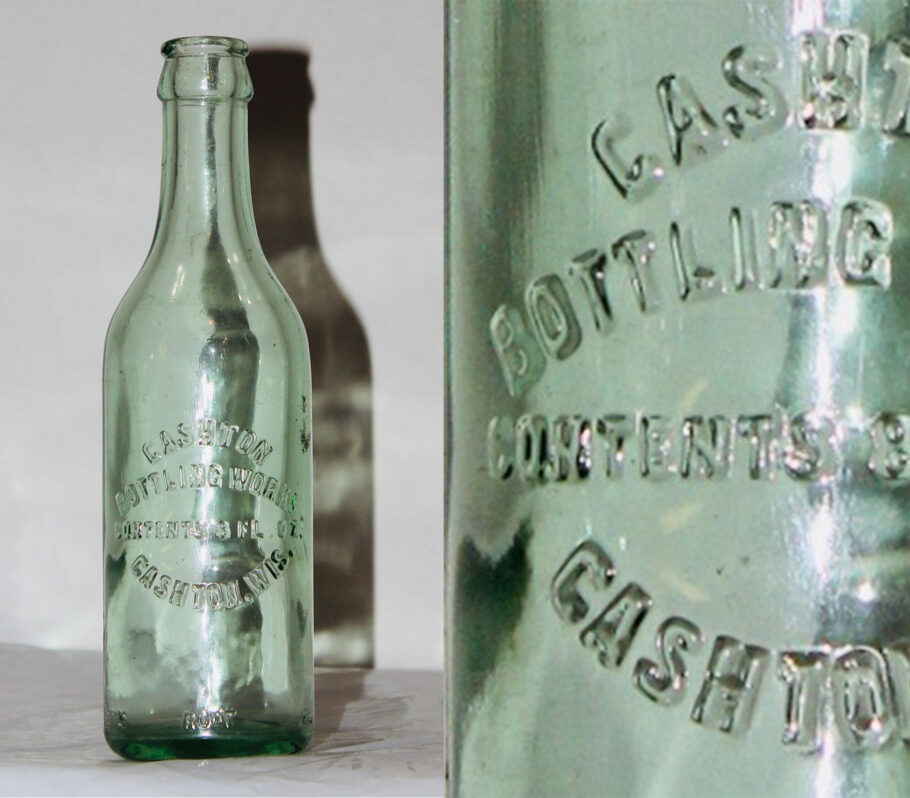 Close up of old glass bottle.