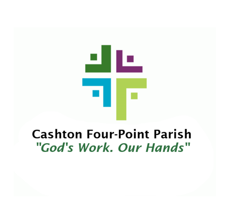 Cashton Four Point Parish Logo. Tagline reads, "God's Work. Our Hands."